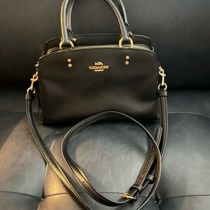 Coach Black Satchel with Gold Accents